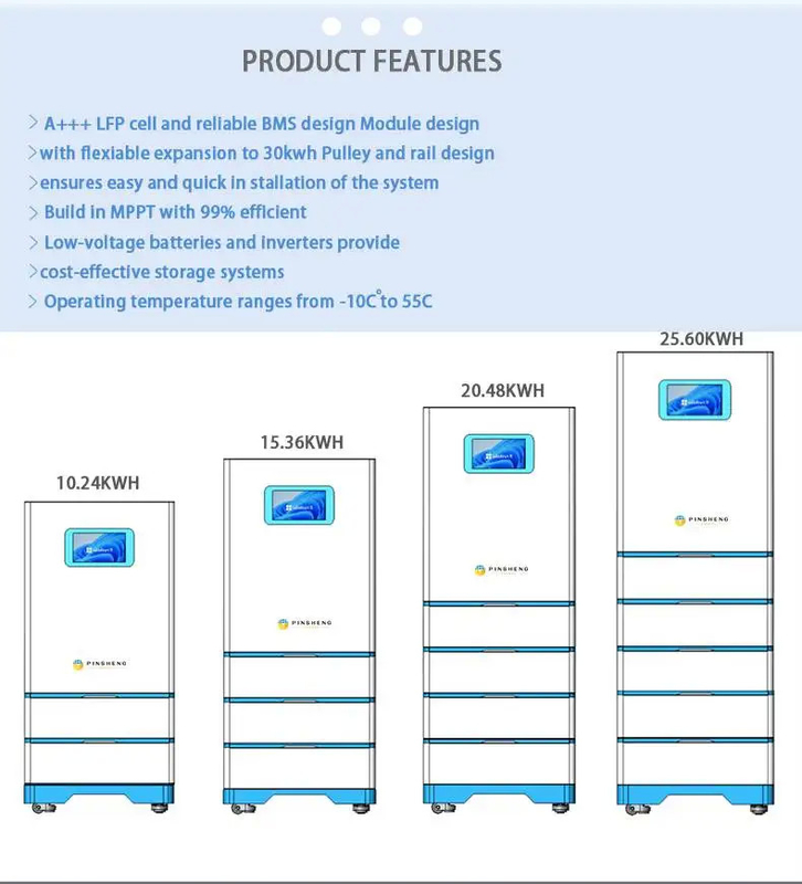 Pinsheng Batería solar de alto voltaje 10Kwh 300Ah 48V 200Ah Lifepo4 Batería Smart Bms Baterías de iones de litio Almacenamiento de energía solar
