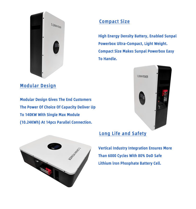 Pinsheng nuevo diseño Batería de iones de litio montada en la pared 48V 100Ah 200ah 5Kwh 10Kwh Powerwall Lifepo4 Baterías de almacenamiento de energía solar