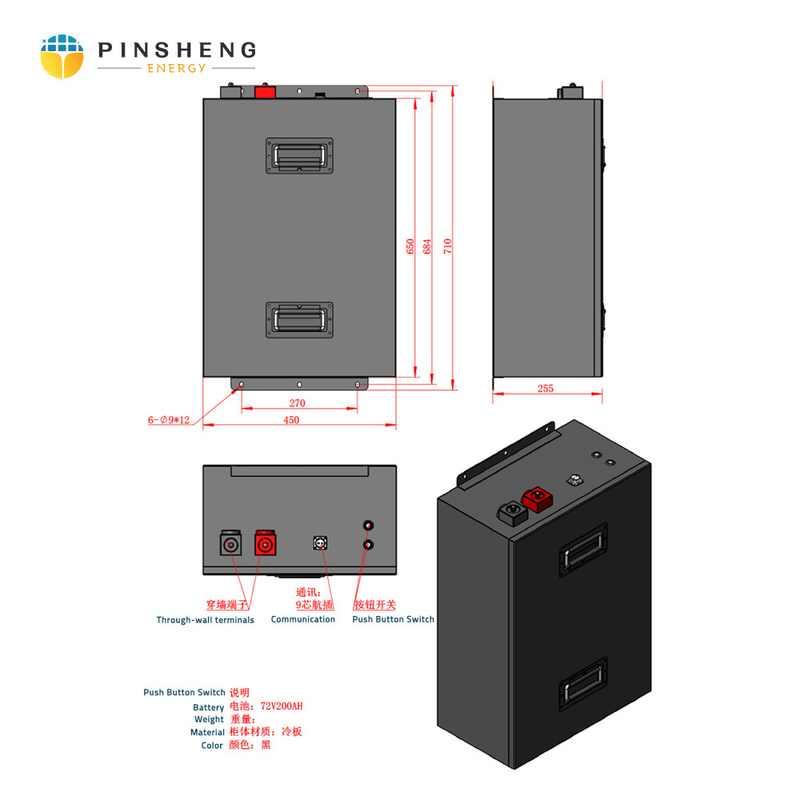 PINSHENG 48V 72V 50Ah 100Ah 200Ah Lifepo4 paquete de baterías de iones de litio para ebike y motocicleta