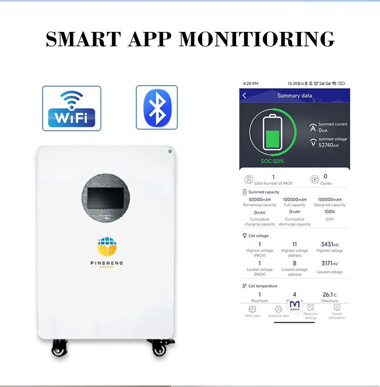 Pinsheng Confiable 48V LiFePO4 Batería 10KWh & 15KWh Almacenamiento de energía solar con 200Ah, 280Ah, 300Ah Opciones