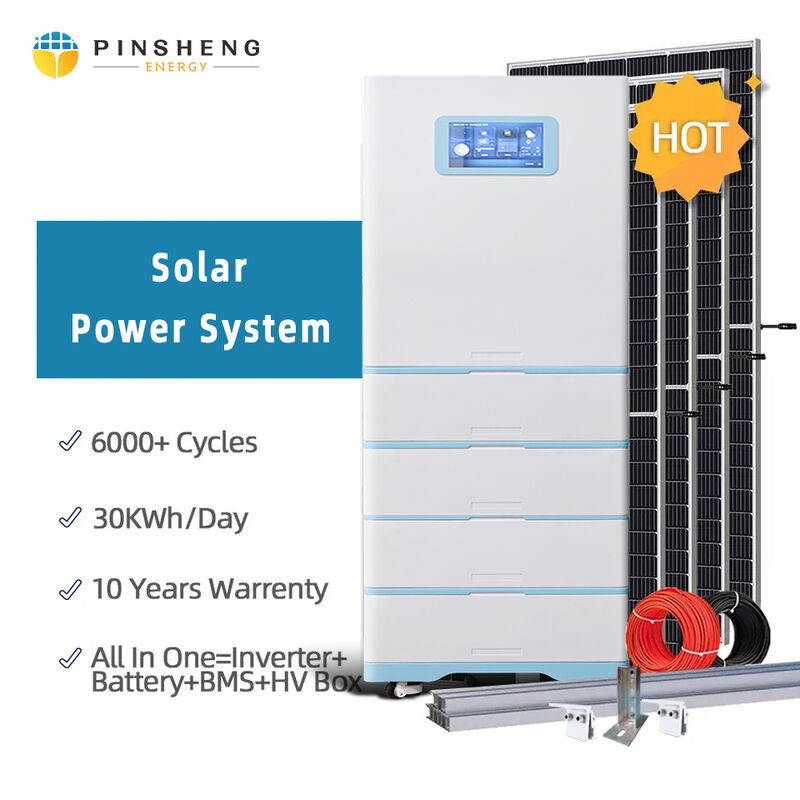 PINSHENG Alta tensión 10Kw 20Kwh 25Kwh 30Kwh Batería para uso doméstico Todo en un inversor Sistema híbrido de energía solar